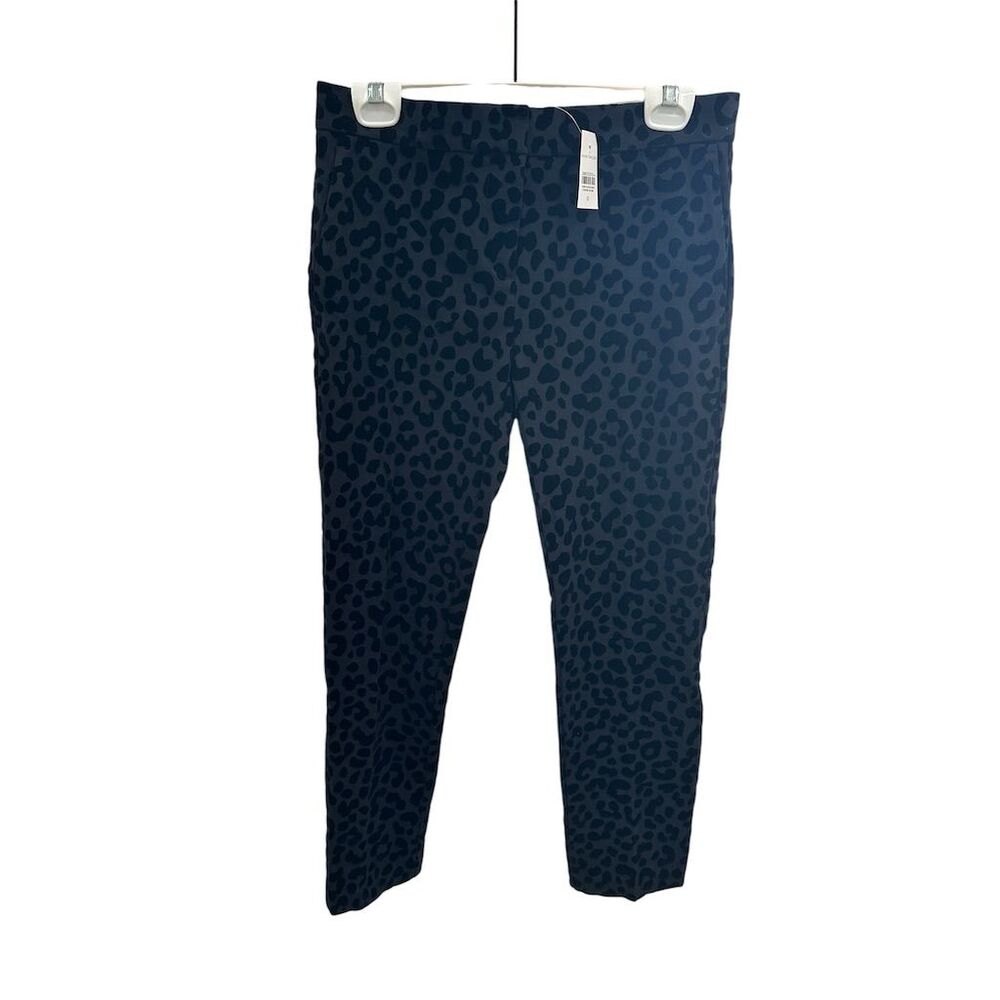 NWT Ann Taylor Women's Black Leopard Print Skinny Pants Size 0 velvet SI30